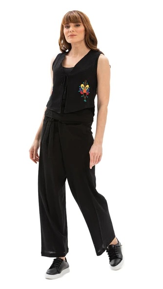 Kadın Şile Bezi Thai Balıkçı Yazlık Pantolon Siyah Syh L/XL Siyah - 6