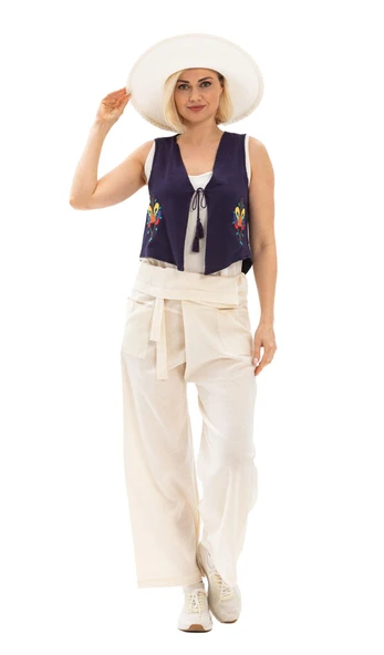 Kadın Şile Bezi Thai Balıkçı Yazlık Pantolon Krem Krm L/XL Krem - 6