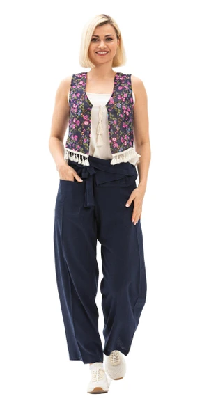 Kadın Şile Bezi Thai Balıkçı Yazlık Pantolon Lacivert Lcvt L/XL Lacivert - 8