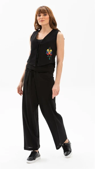 Kadın Şile Bezi Thai Balıkçı Yazlık Pantolon Siyah Syh L/XL Siyah - 1