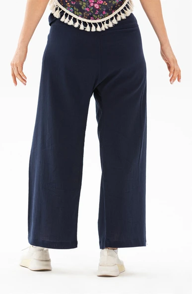 Kadın Şile Bezi Thai Balıkçı Yazlık Pantolon Lacivert Lcvt L/XL Lacivert - 5