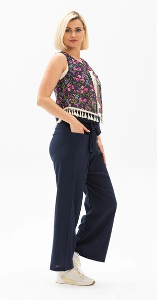 Kadın Şile Bezi Thai Balıkçı Yazlık Pantolon Lacivert Lcvt L/XL Lacivert - 2