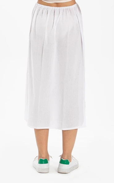 Jüpon Şile Bezi Pamuk Uzun Etek Astarı Tam Boy Jipon Beyaz Byz - Resim 2