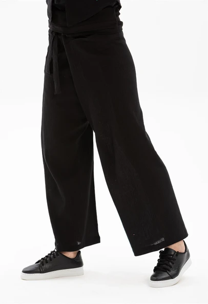 Kadın Şile Bezi Thai Balıkçı Yazlık Pantolon Siyah Syh L/XL Siyah - 4