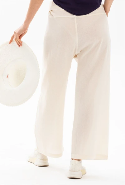 Kadın Şile Bezi Thai Balıkçı Yazlık Pantolon Krem Krm L/XL Krem - 3