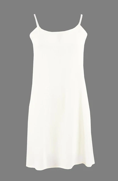 Pamuk Kombinezon Şile Bezi Kısa Elbise İç Astarı Ayarlanabilir İp Askılı Jüpon Krem Krm - 5