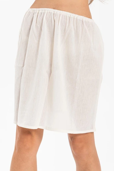 Jüpon Şile Bezi Mini Pamuk Kısa Etek Astarı Diz Boyu Kadın Jipon Krem Krm ürün görseli