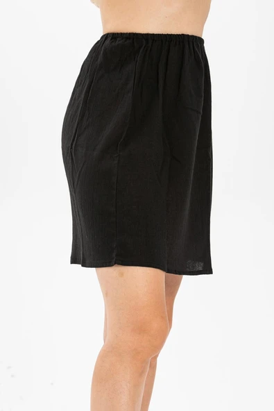 Jüpon Şile Bezi Mini Pamuk Kısa Etek Astarı Diz Boyu Kadın Jipon Siyah Syh - Resim 3