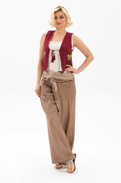 Kadın Şile Bezi Thai Balıkçı Yazlık Pantolon Kahve Khv L/XL Kahve - 2