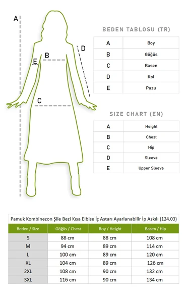 Pamuk Kombinezon Şile Bezi Kısa Elbise İç Astarı Ayarlanabilir İp Askılı Jüpon Krem Krm - 7