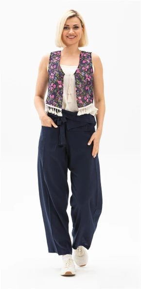 Kadın Şile Bezi Thai Balıkçı Yazlık Pantolon Lacivert Lcvt L/XL Lacivert - 1