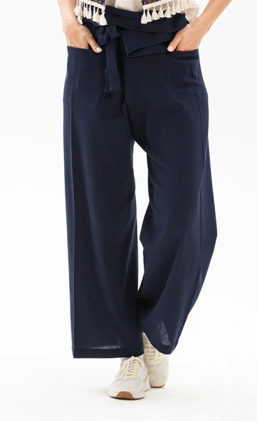 Kadın Şile Bezi Thai Balıkçı Yazlık Pantolon Lacivert Lcvt L/XL Lacivert - 6