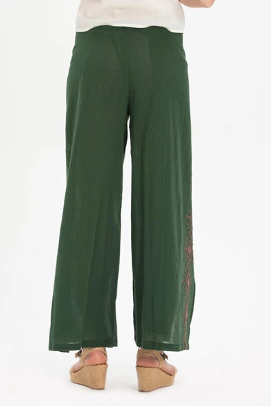 Nakışlı Şile Bezi Bilmece Yazlık Pantolon Yeşil Ysl S Yeşil - 2