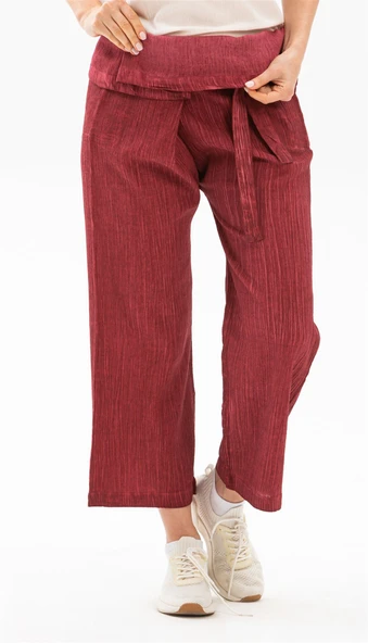Kadın Şile Bezi Thai Balıkçı Yazlık Pantolon Taşlı Bordo Tslbrd L/XL Taşlı Bordo - Resim 4