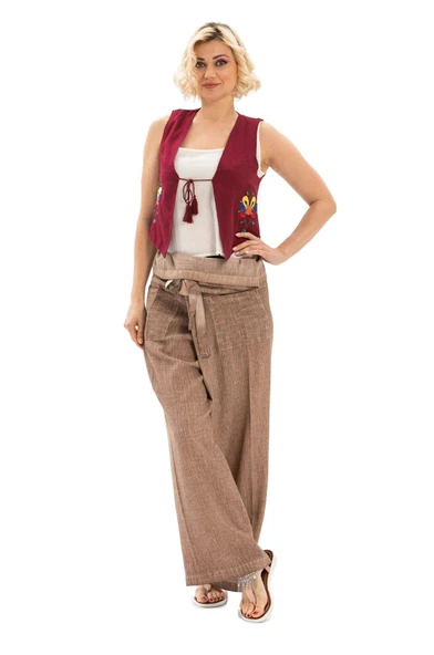 Kadın Şile Bezi Thai Balıkçı Yazlık Pantolon Kahve Khv L/XL Kahve - 7