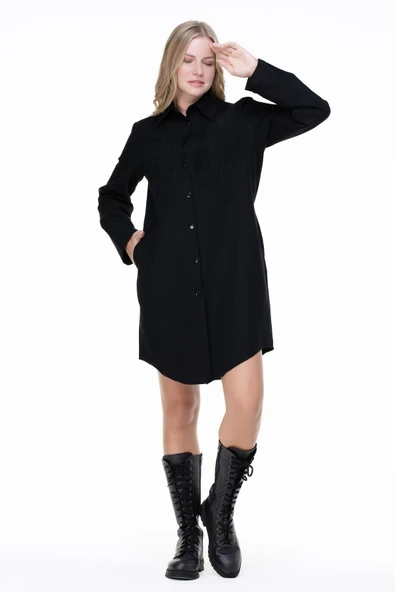 Uzun Kol Nuray Pazen Sonbahar ve Kışlık Tunik Siyah Syh 2XL-3XL Siyah - Resim 5