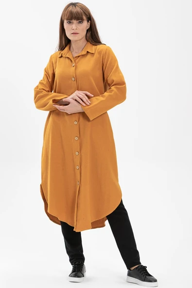 Uzun Kol Merve Pazen Sonbahar ve Kışlık Tunik Hardal Hrd 2XL Hardal ürün görseli