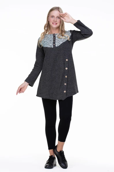 Uzun Kol Adile İnterlok Sonbahar ve Kışlık Tunik Yeşil Ysl L Yeşil ürün görseli