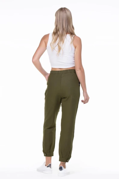 İlkay Baskılı Pazen Sonbahar ve Kışlık Pantolon Haki Hk L Haki - 2