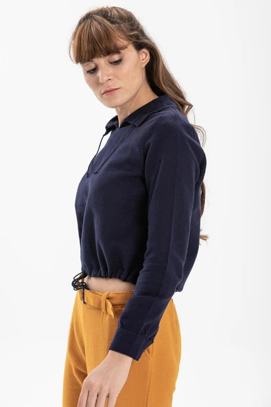 Uzun Kol İlayda Pazen Sonbahar ve Kışlık Bluz Lacivert Lcvt L Lacivert - Resim 3