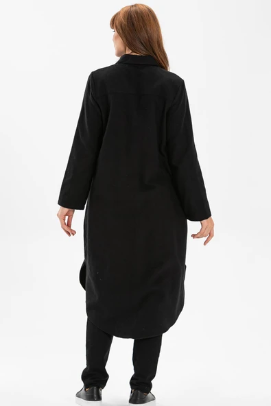 Uzun Kol Merve Pazen Sonbahar ve Kışlık Tunik Siyah Syh 2XL Siyah - Resim 2