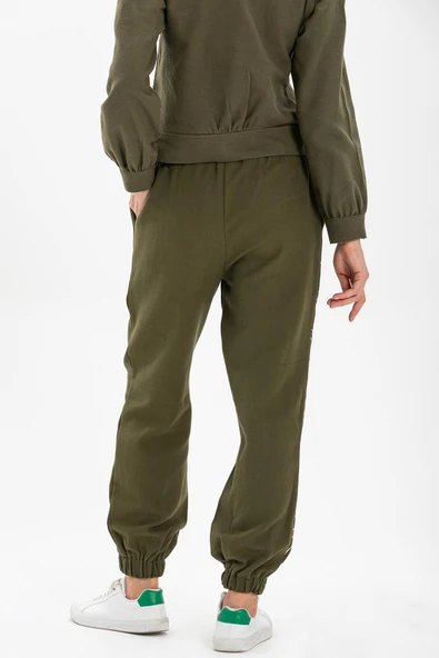 İrem Baskılı Pazen Sonbahar ve Kışlık Pantolon Haki Hk L Haki - 2