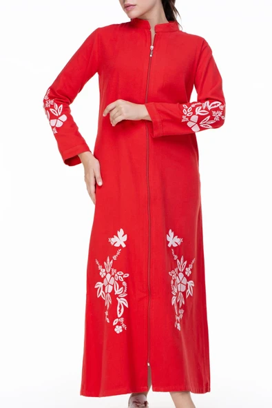 Nisa Pazen Sonbahar ve Kışlık Ferace Kırmızı Krmz - Resim 3