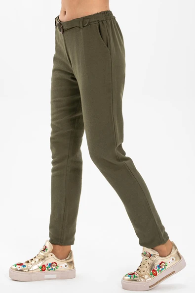 Kemerli Pazen Sonbahar ve Kışlık Pantolon Haki Hk 36 Haki - 3