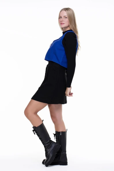 Kolsuz Necla Pazen Kısa Sonbahar ve Kışlık Yelek Saks Sks 2XL Saks - 4