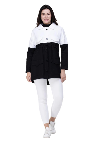 Uzun Kol Pazen Hazal Sonbahar ve Kışlık Ceket Siyah Syh L/XL Siyah - 7