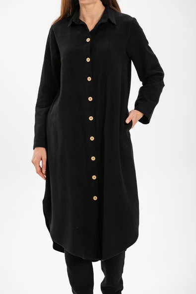 Uzun Kol Merve Pazen Sonbahar ve Kışlık Tunik Siyah Syh 2XL Siyah - Resim 3