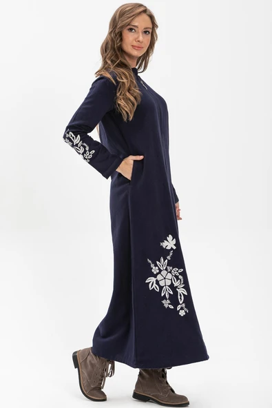 Nisa Pazen Sonbahar ve Kışlık Ferace Lacivert Lcvt - Resim 5