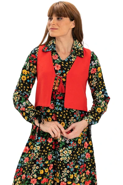 Kolsuz Necla Pazen Kısa Sonbahar ve Kışlık Yelek Kırmızı Krmz 2XL Kırmızı - 5