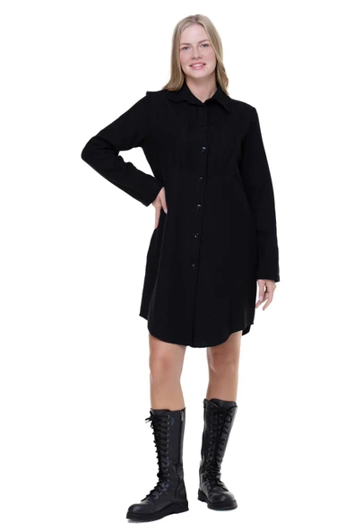 Uzun Kol Nuray Baskılı Pazen Sonbahar ve Kışlık Tunik Siyah Syh 2XL-3XL Siyah - 8