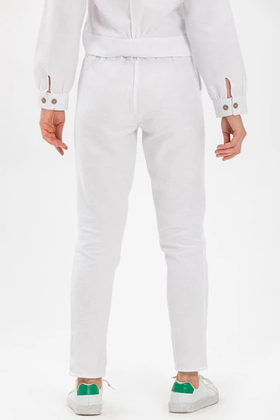 Kemerli Pazen Sonbahar ve Kışlık Pantolon Beyaz Byz 36 Beyaz - 2