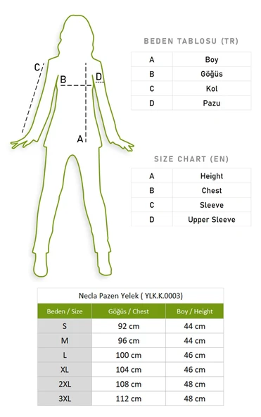 Kolsuz Necla Pazen Kısa Sonbahar ve Kışlık Yelek Saks Sks 2XL Saks - 6