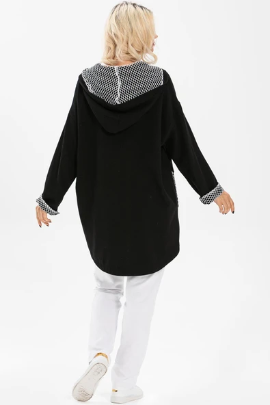 Uzun Kol Kapüşonlu Safari Pazen Sonbahar ve Kışlık Ceket Siyah Syh L/XL Siyah - 2