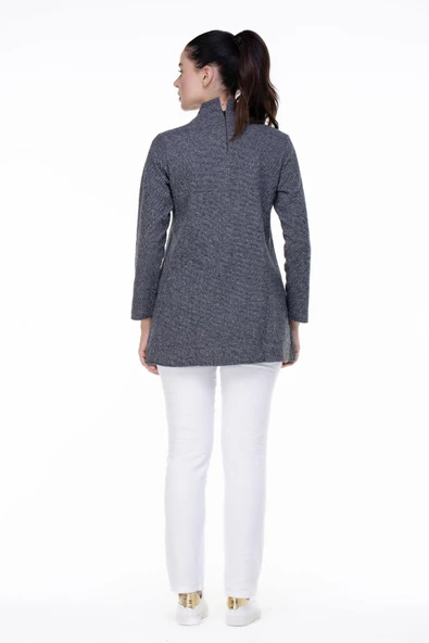 Uzun Kol İnterlok Meryem Sonbahar ve Kışlık Bluz Gri Gri L Gri - Resim 2