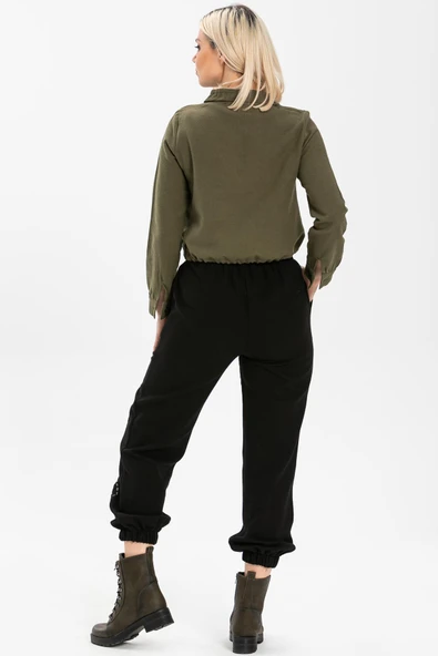 Yamalı Pazen Sonbahar ve Kışlık Pantolon Siyah Syh L Siyah - 2