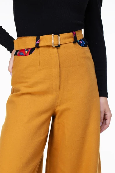 Lale Pazen Sonbahar ve Kışlık Pantolon Hardal Hrd L Hardal - 3