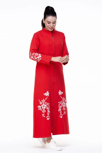 Nisa Pazen Sonbahar ve Kışlık Ferace Kırmızı Krmz - Resim 6