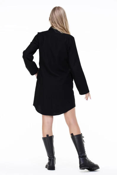 Uzun Kol Nuray Pazen Sonbahar ve Kışlık Tunik Siyah Syh 2XL-3XL Siyah - Resim 2