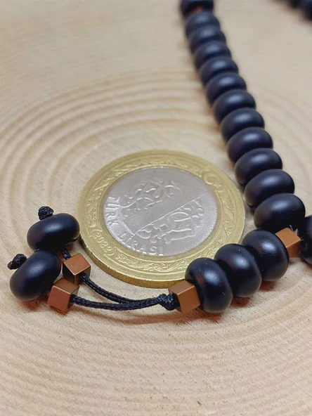 Oniks Taşı 33Lük Özel Kesim Minimal Tesbih (52948) - Resim 2