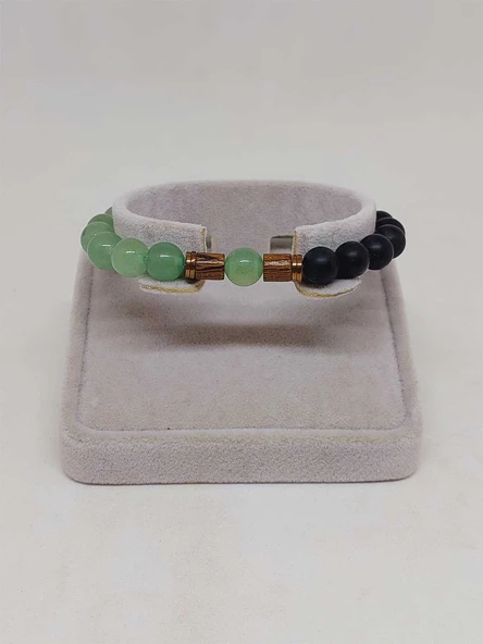 Aventurin & Oniks Taşı 8mm Unisex Tasarım Bileklik Hawaii Model (17605) - Resim 2