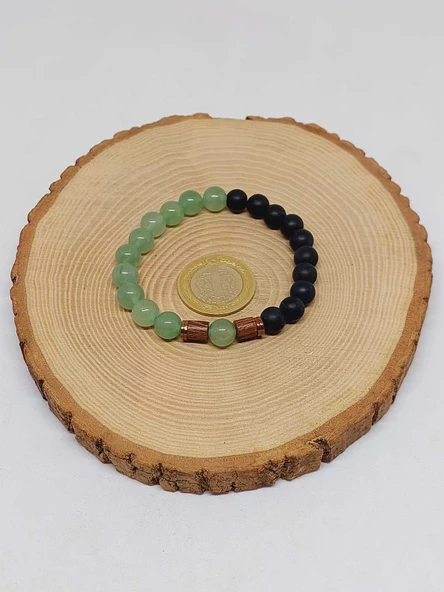 Aventurin & Oniks Taşı 8mm Unisex Tasarım Bileklik Hawaii Model (17605) - Resim 5