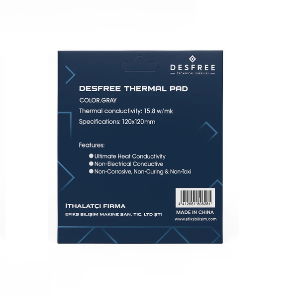DESFREE TERMAL PAD 15.8W,M-K 0.5 MM 120 MM X 120 MM ürün görseli