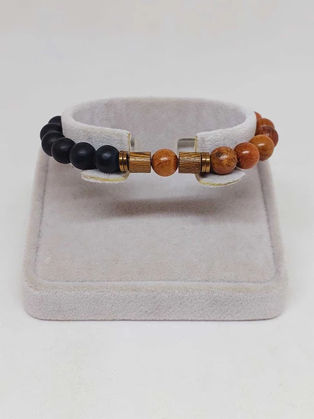 Kan Ağacı & Oniks Taşı 8mm Unisex Tasarım Bileklik Hawaii Model (5130) - Resim 2