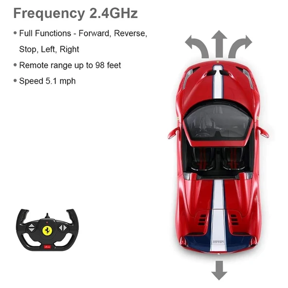 1:14 Uzaktan Kumandalı Araba Ferrari 458 Speciale Oto Kapı Açılan 27 Mhz Usb Işıklı - 6