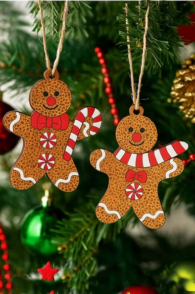 Beysüs Yılbaşı Çam Ağacı Süsü Lüks Atkılı Ginger İkili - 3