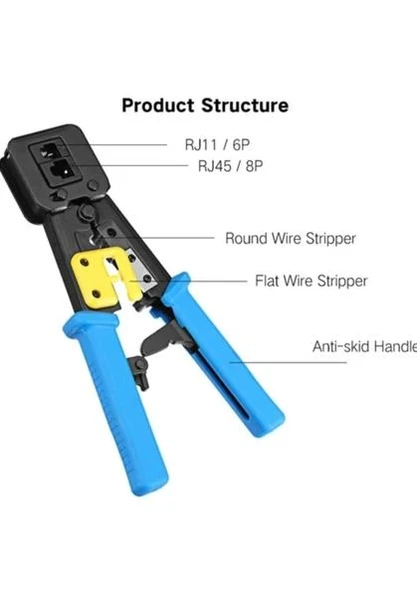 RJ45 RJ11 RJ12 EZ45 CAT5 CAT6 YENİ NESİL KONNEKTÖR KOLAY SIKMA PENSESİ - Resim 3